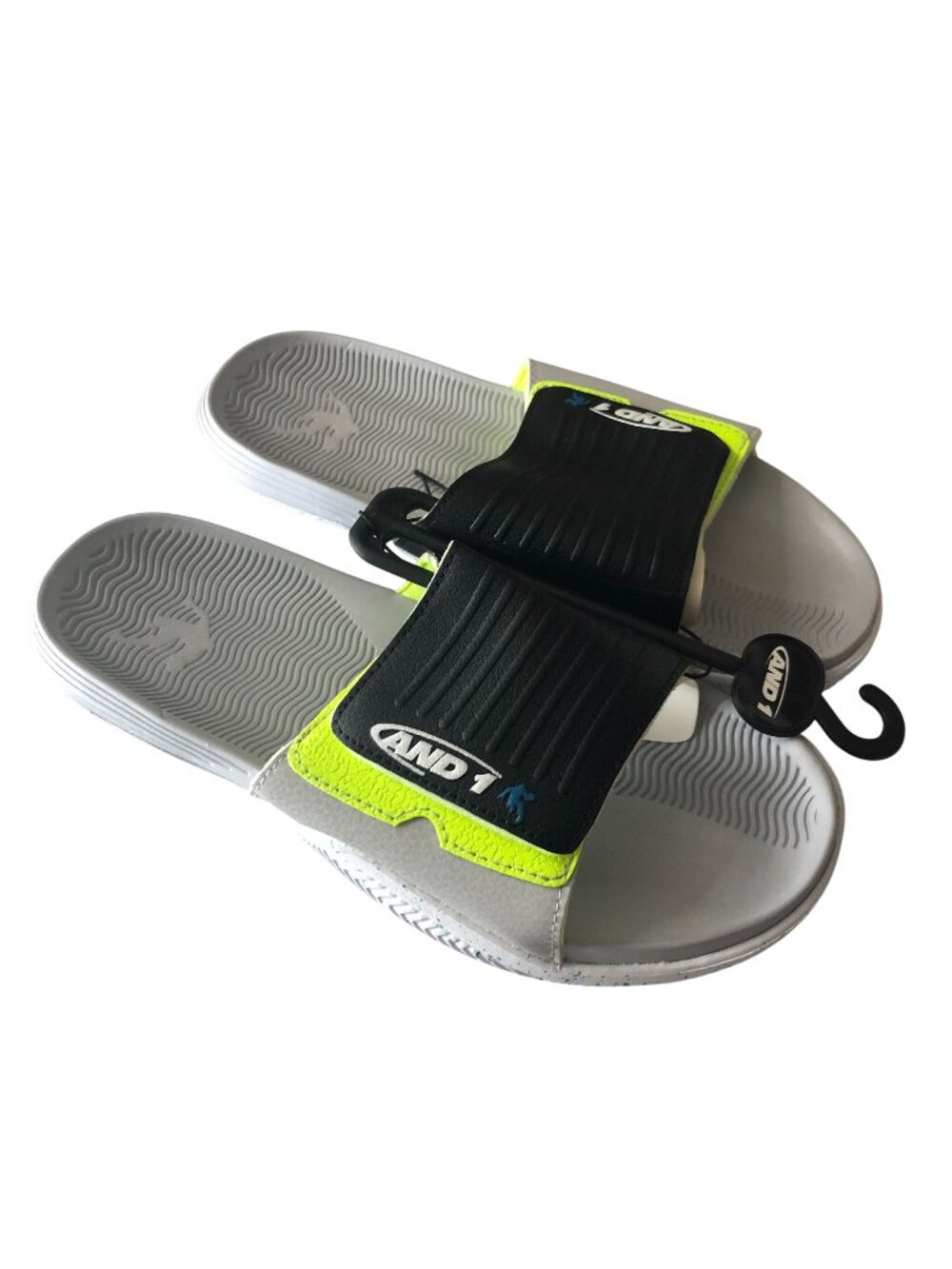 And1 Nothin But Net Slide Sandals Black Gray Green Mens Size 10